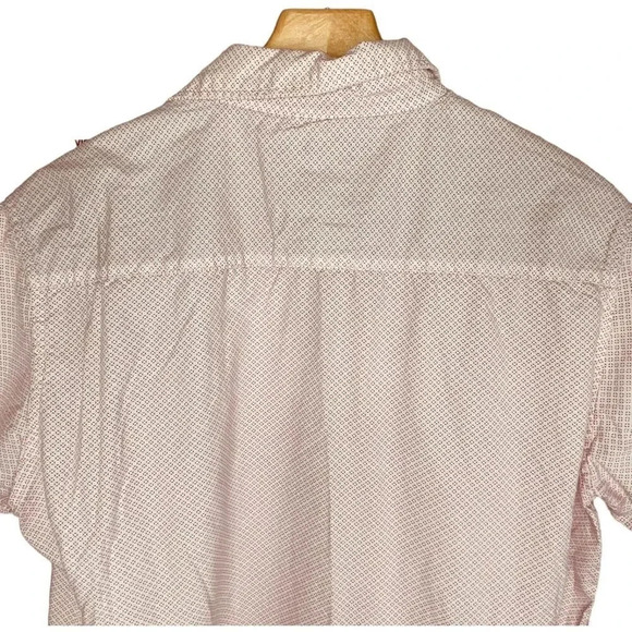 Rugby University Men's Pink & White Geometric Short Sleeve Button Down Shirt - Picture 9 of 10